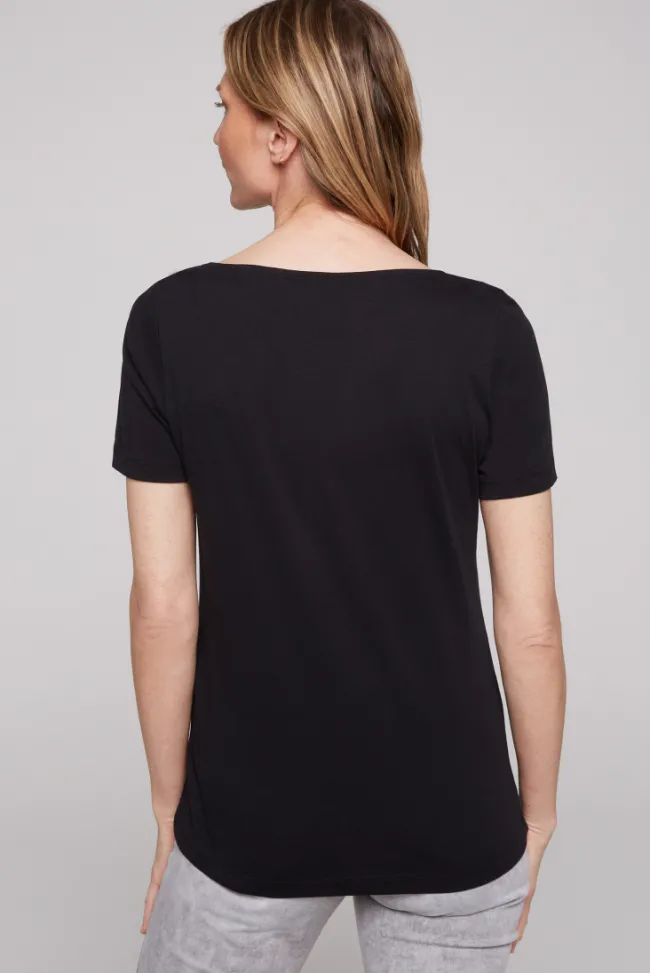 Damen CAMP DAVID & SOCCX T-Shirt mit U-Boot-Ausschnitt und Wording Print
