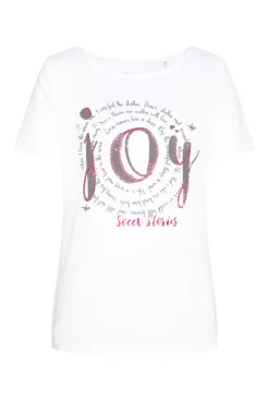 Damen CAMP DAVID & SOCCX T-Shirt mit U-Boot-Ausschnitt und Artwork