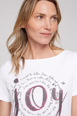 Damen CAMP DAVID & SOCCX T-Shirt mit U-Boot-Ausschnitt und Artwork