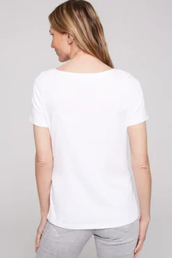 Damen CAMP DAVID & SOCCX T-Shirt mit U-Boot-Ausschnitt und Artwork