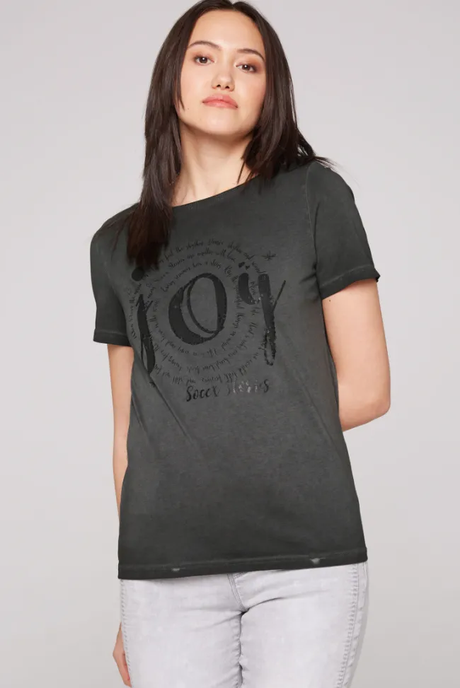 Damen CAMP DAVID & SOCCX T-Shirt mit U-Boot-Ausschnitt und Artwork