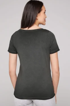 Damen CAMP DAVID & SOCCX T-Shirt mit U-Boot-Ausschnitt und Artwork