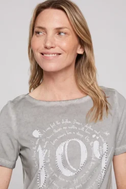 Damen CAMP DAVID & SOCCX T-Shirt mit U-Boot-Ausschnitt und Artwork