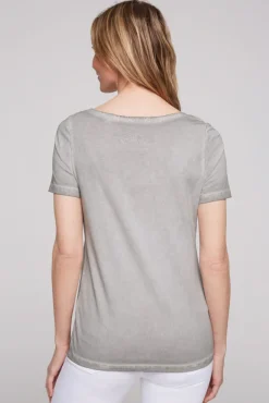 Damen CAMP DAVID & SOCCX T-Shirt mit U-Boot-Ausschnitt und Artwork