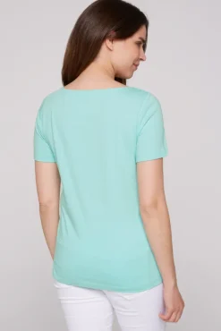 Damen CAMP DAVID & SOCCX T-Shirt mit U-Boot-Ausschnitt und Wording Print flash aqua | S