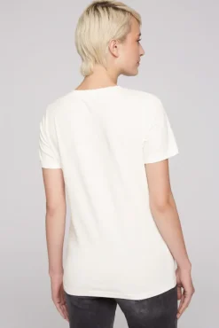 Damen CAMP DAVID & SOCCX T-Shirt mit V-Ausschnitt und Wording Print