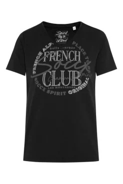 Damen CAMP DAVID & SOCCX T-Shirt mit V-Ausschnitt und Print