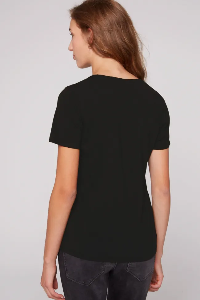 Damen CAMP DAVID & SOCCX T-Shirt mit V-Ausschnitt und Print