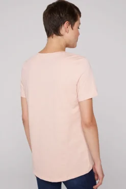 Damen CAMP DAVID & SOCCX T-Shirt mit V-Ausschnitt und Photoprint rose blush