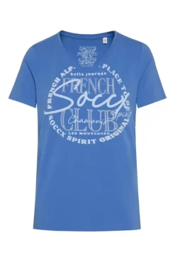 Damen CAMP DAVID & SOCCX T-Shirt mit V-Ausschnitt und Print