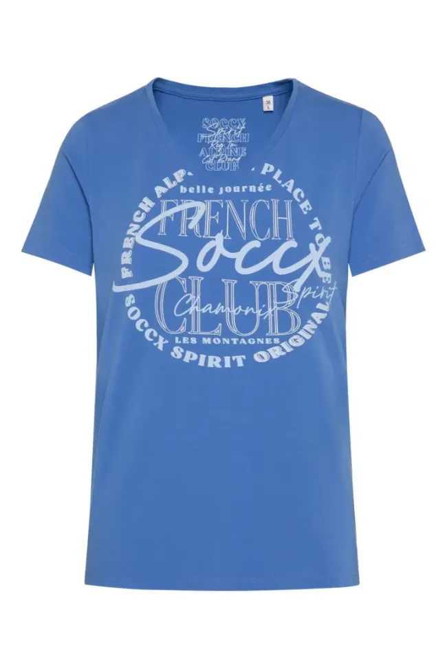 Damen CAMP DAVID & SOCCX T-Shirt mit V-Ausschnitt und Print