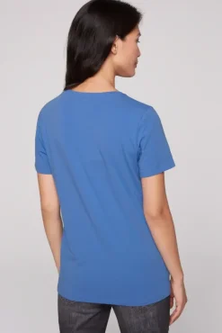 Damen CAMP DAVID & SOCCX T-Shirt mit V-Ausschnitt und Print
