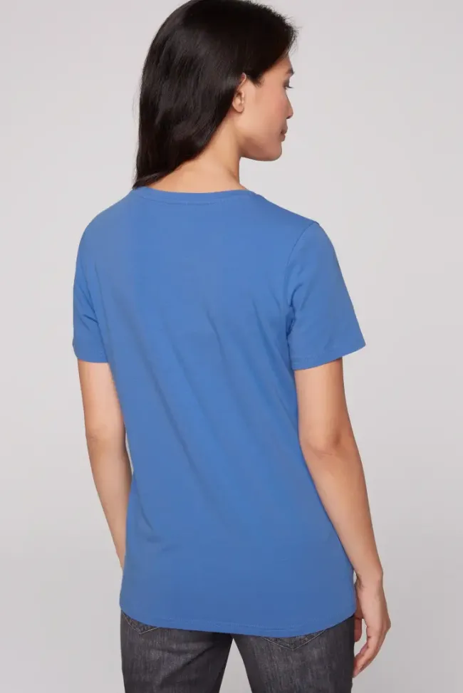 Damen CAMP DAVID & SOCCX T-Shirt mit V-Ausschnitt und Print