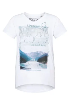 Damen CAMP DAVID & SOCCX T-Shirt mit V-Ausschnitt und Photoprint