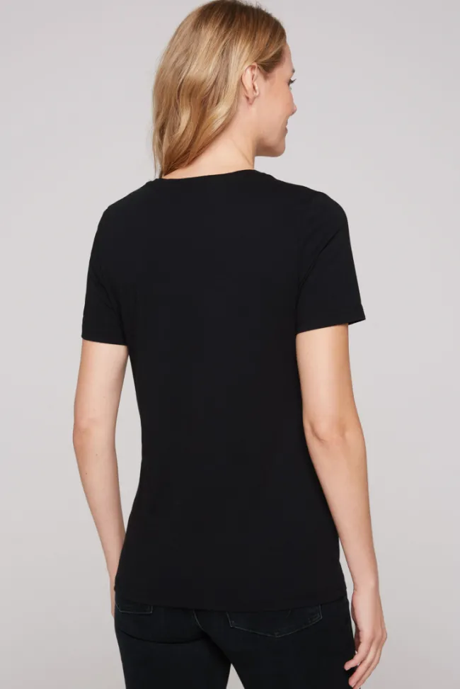 Damen CAMP DAVID & SOCCX T-Shirt mit V-Ausschnitt und Label Print