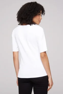 Damen CAMP DAVID & SOCCX T-Shirt mit V-Ausschnitt und Print