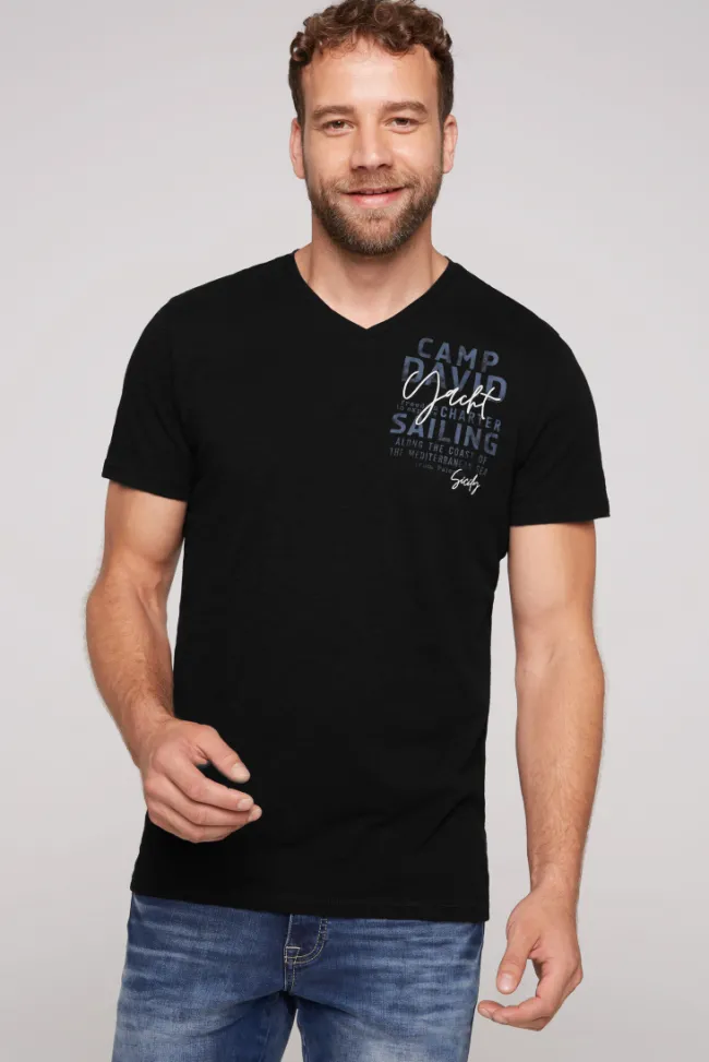 Herren CAMP DAVID & SOCCX T-Shirt mit V-Neck und Print | S
