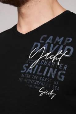Herren CAMP DAVID & SOCCX T-Shirt mit V-Neck und Print | S