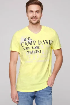 Herren CAMP DAVID & SOCCX T-Shirt mit V-Neck und Print Artwork | S