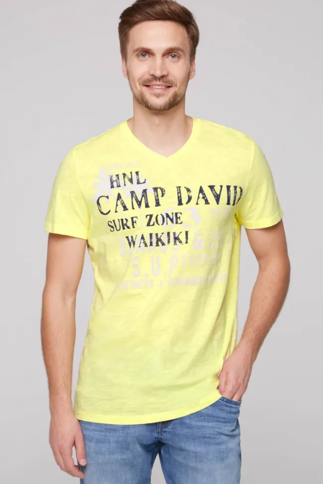 Herren CAMP DAVID & SOCCX T-Shirt mit V-Neck und Print Artwork | S