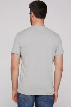 Herren CAMP DAVID & SOCCX T-Shirt mit V-Neck und Print Artwork cozy blue | S