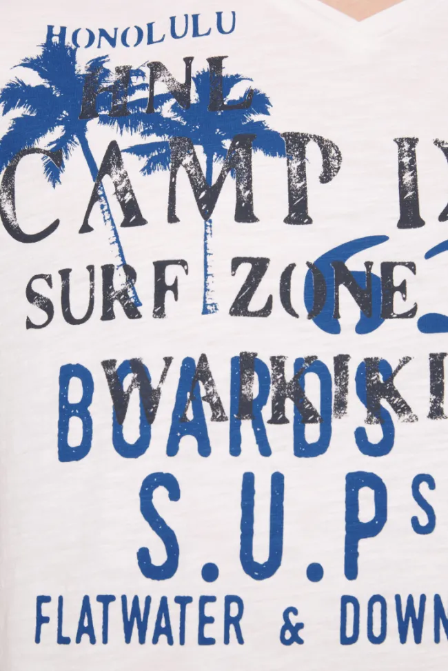 Herren CAMP DAVID & SOCCX T-Shirt mit V-Neck und Print Artwork | XXL