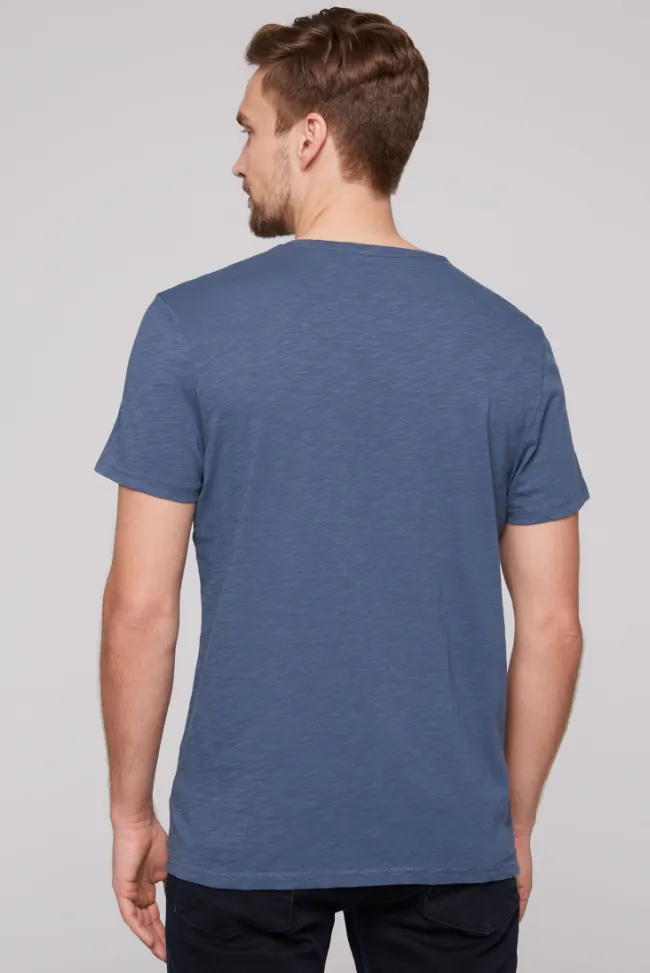 Herren CAMP DAVID & SOCCX T-Shirt mit V-Neck und Print blue haze | S