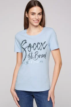 Damen CAMP DAVID & SOCCX T-Shirt mit Wording Print cool blue