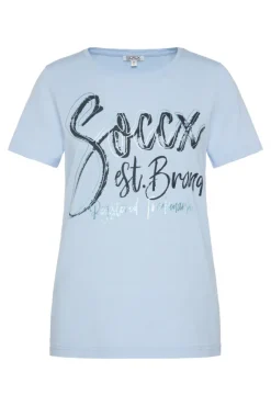 Damen CAMP DAVID & SOCCX T-Shirt mit Wording Print cool blue