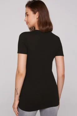 Damen CAMP DAVID & SOCCX T-Shirt mit Wording Print und Schmucksteinen