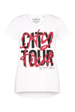 Damen CAMP DAVID & SOCCX T-Shirt mit Wording Print und Schmucksteinen