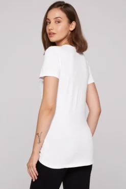 Damen CAMP DAVID & SOCCX T-Shirt mit Wording Print und Schmucksteinen