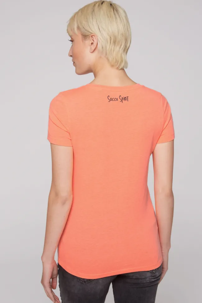 Damen CAMP DAVID & SOCCX T-Shirt mit Wording Print neon orange