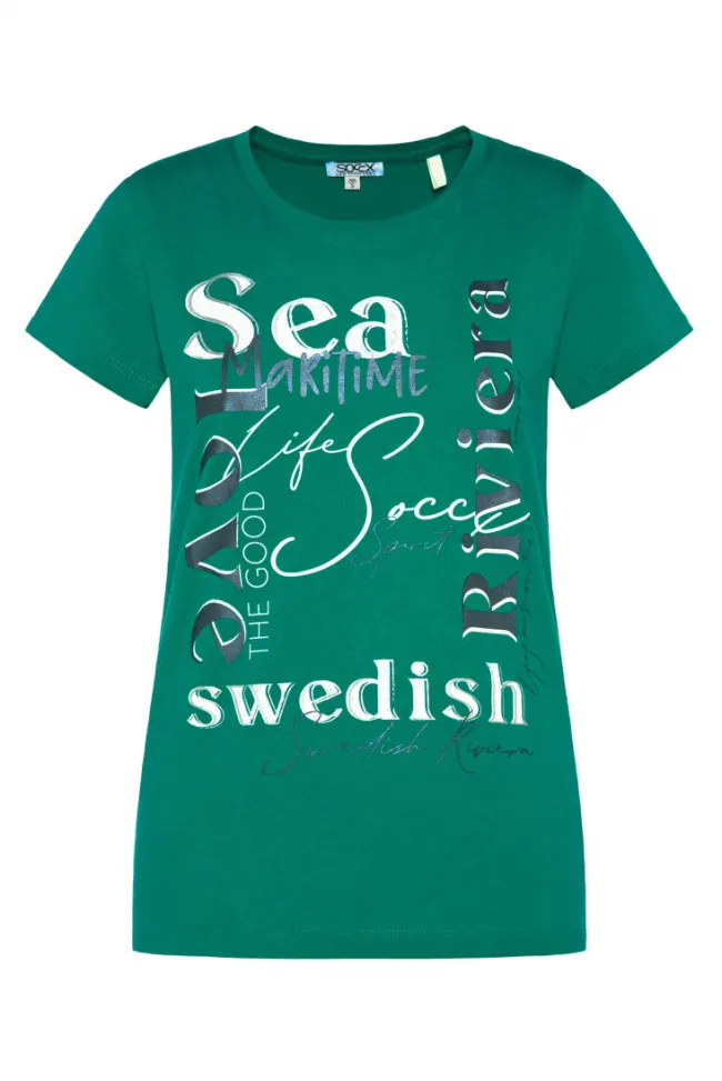 Damen CAMP DAVID & SOCCX T-Shirt mit Wording Print bottle green