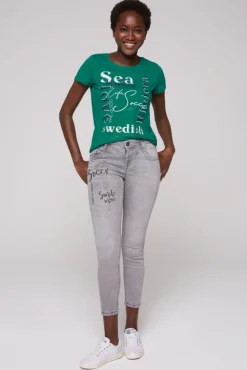 Damen CAMP DAVID & SOCCX T-Shirt mit Wording Print bottle green