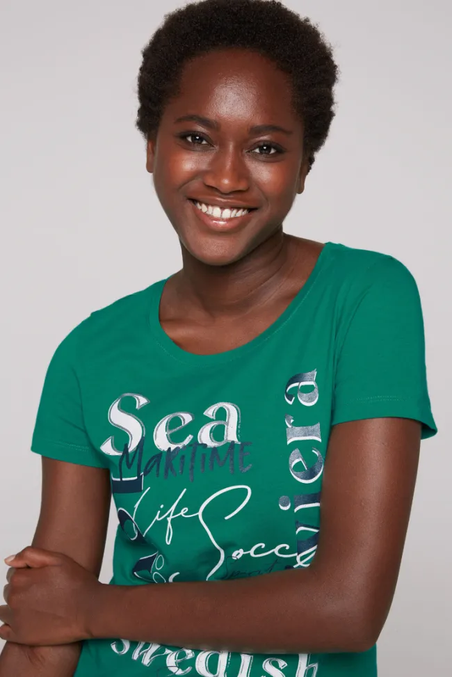 Damen CAMP DAVID & SOCCX T-Shirt mit Wording Print bottle green