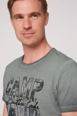 Herren CAMP DAVID & SOCCX T-Shirt Oil Dyed mit Photoprint deep forest