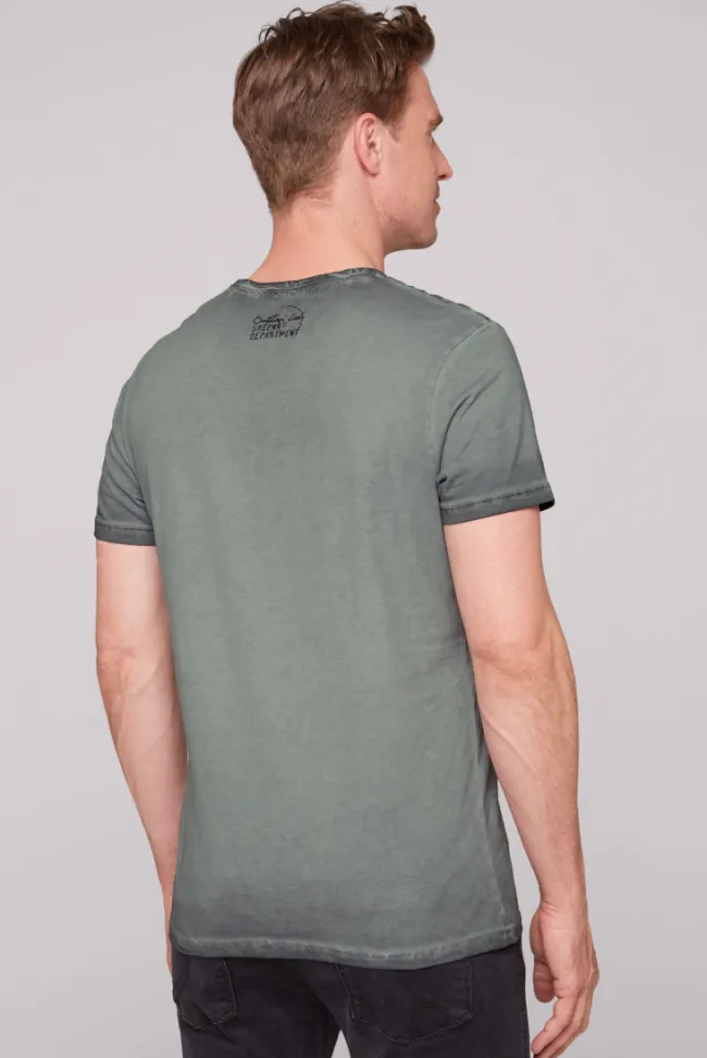 Herren CAMP DAVID & SOCCX T-Shirt Oil Dyed mit Photoprint deep forest