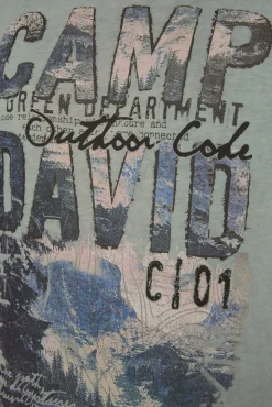 Herren CAMP DAVID & SOCCX T-Shirt Oil Dyed mit Photoprint deep forest