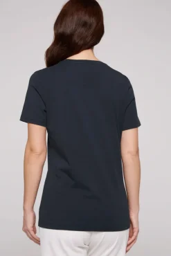 Damen CAMP DAVID & SOCCX T-Shirt Rundhals mit Logo Artwork classic navy