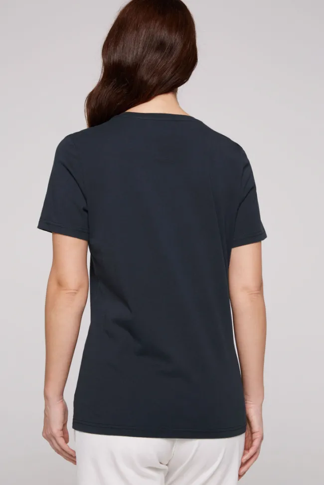 Damen CAMP DAVID & SOCCX T-Shirt Rundhals mit Logo Artwork classic navy