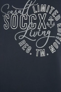 Damen CAMP DAVID & SOCCX T-Shirt Rundhals mit Logo Artwork classic navy