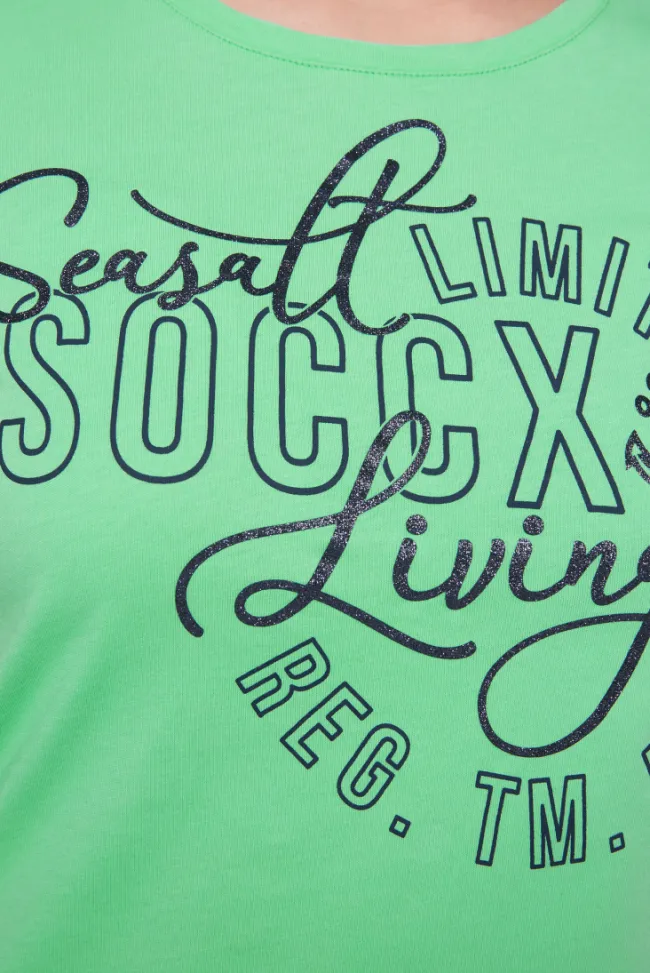 Damen CAMP DAVID & SOCCX T-Shirt Rundhals mit Logo Artwork regatta green