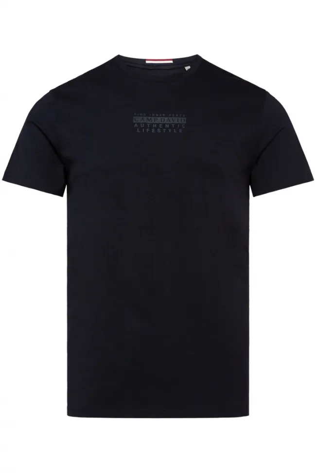 Herren CAMP DAVID & SOCCX T-Shirt Rundhals mit Logo Print blue navy