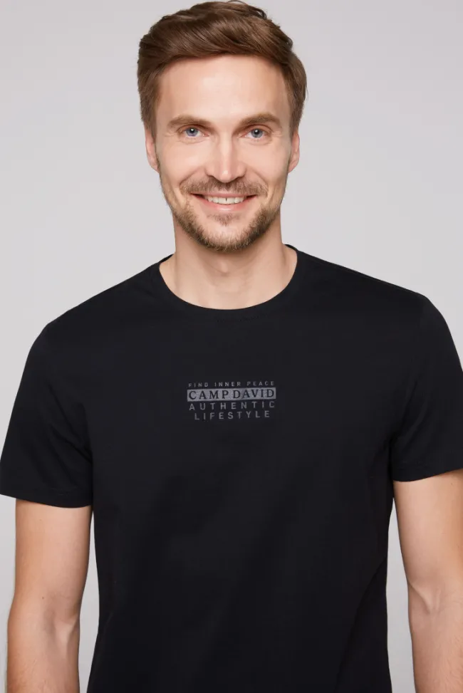 Herren CAMP DAVID & SOCCX T-Shirt Rundhals mit Logo Print blue navy
