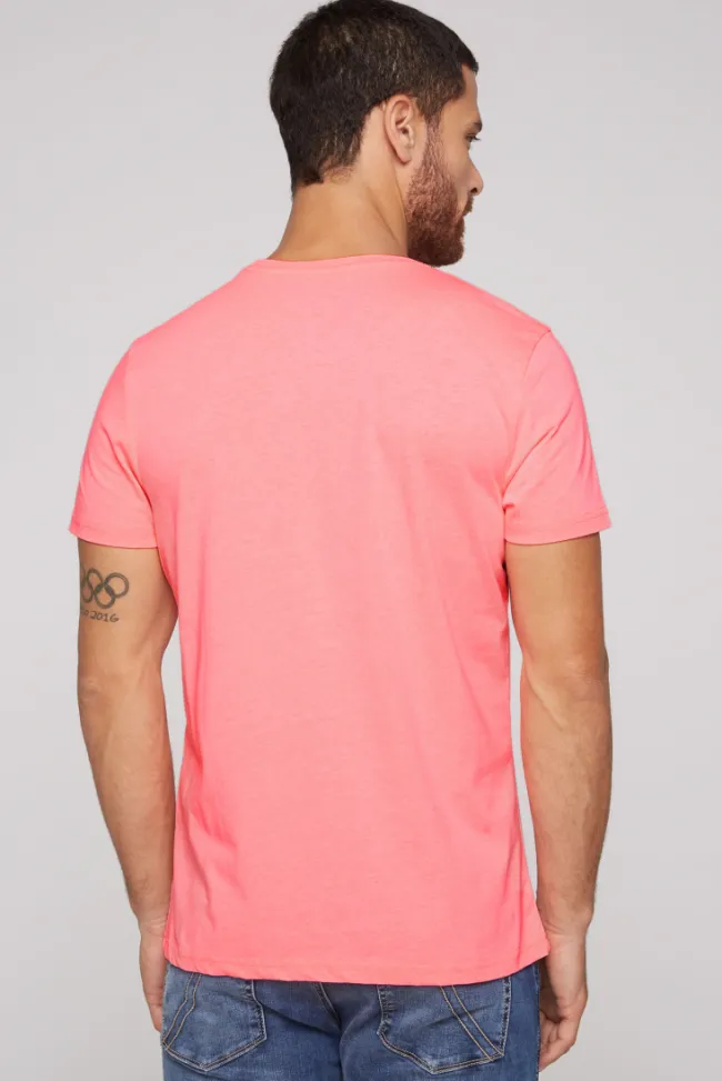 Herren CAMP DAVID & SOCCX T-Shirt Rundhals mit Used Print neon pink | S