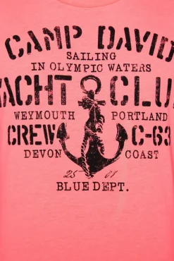 Herren CAMP DAVID & SOCCX T-Shirt Rundhals mit Used Print neon pink | S