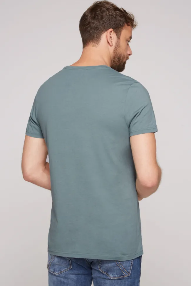 Herren CAMP DAVID & SOCCX T-Shirt Rundhals mit Used Print grey green | S