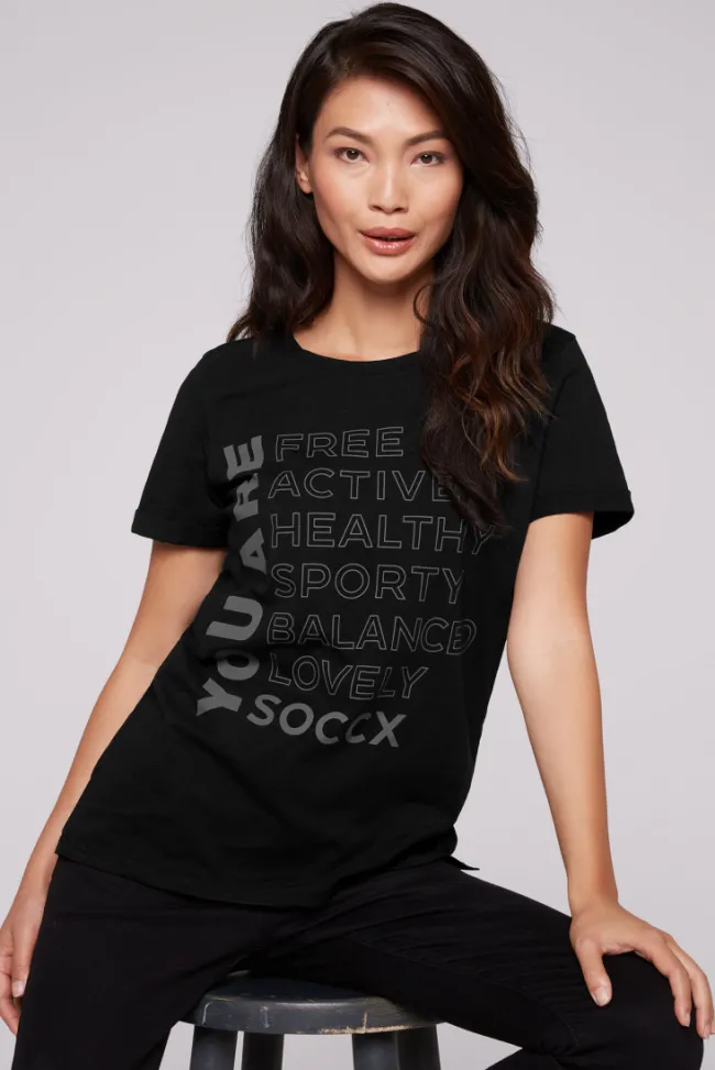 Damen CAMP DAVID & SOCCX T-Shirt Rundhals mit Wording Print