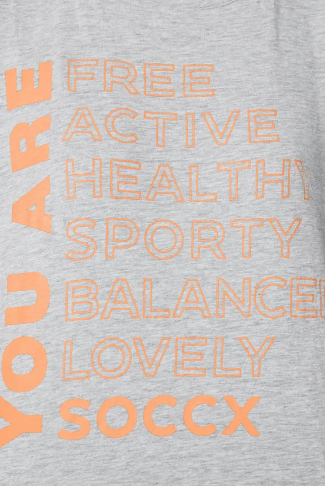 Damen CAMP DAVID & SOCCX T-Shirt Rundhals mit Wording Print grey melange